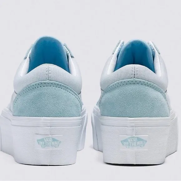 Vans -Women Old Skool Stackform Shoes, Color Suede/Canvas BlockBlue Size 8.0 US