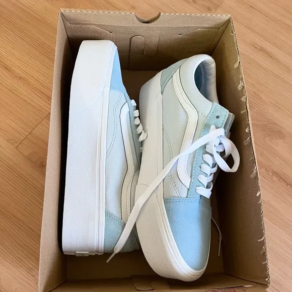 Vans -Women Old Skool Stackform Shoes, Color Suede/Canvas BlockBlue Size 8.0 US