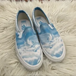 Vans x KXTH blue unicorn canvas slip on sneakers M 9‎ L 10.5