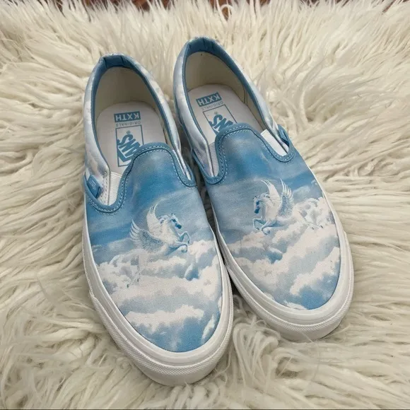 Vans x KXTH blue unicorn canvas slip on sneakers M 9‎ L 10.5