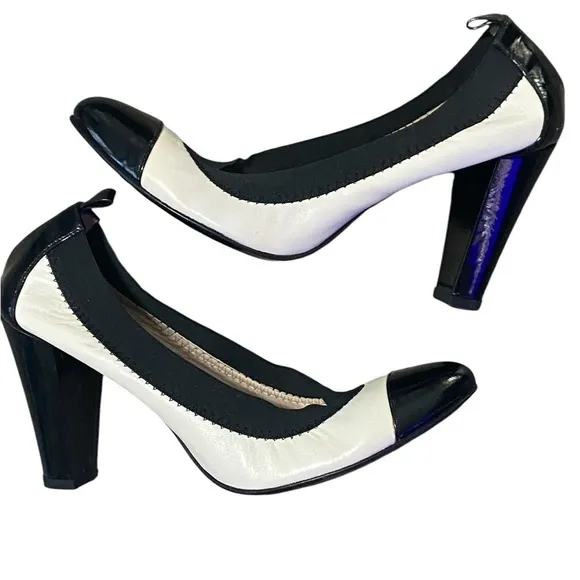 VERO CUOIO Italian made Luxury Shoebox Leather Black Capped Heels, size 37