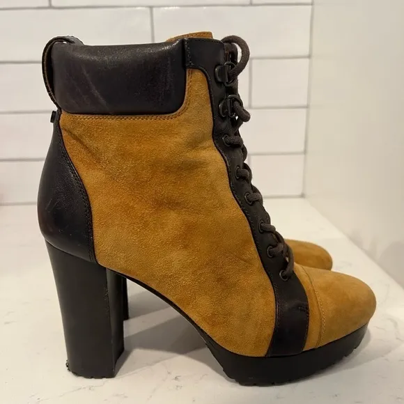 Veronica Beard Axel Lace Up Heeled Hiking Boot. Size 6 US / 36 EU.