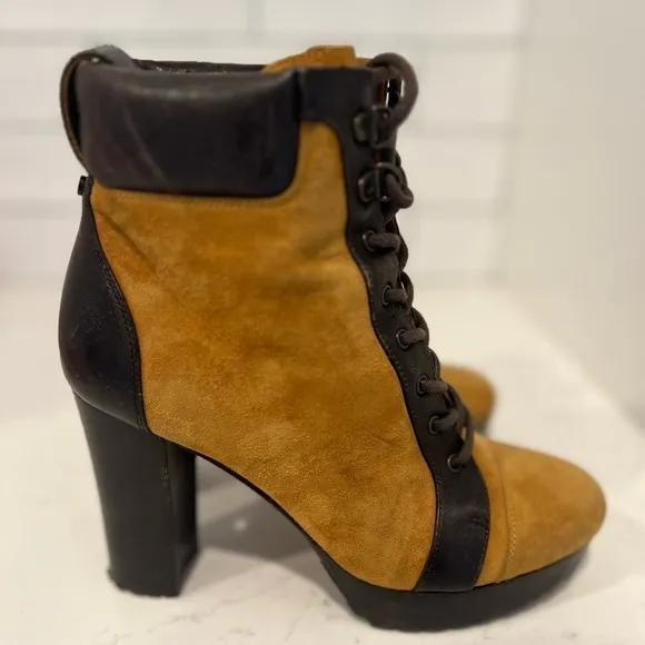 Veronica Beard Axel Lace Up Heeled Hiking Boot. Size 6 US / 36 EU.