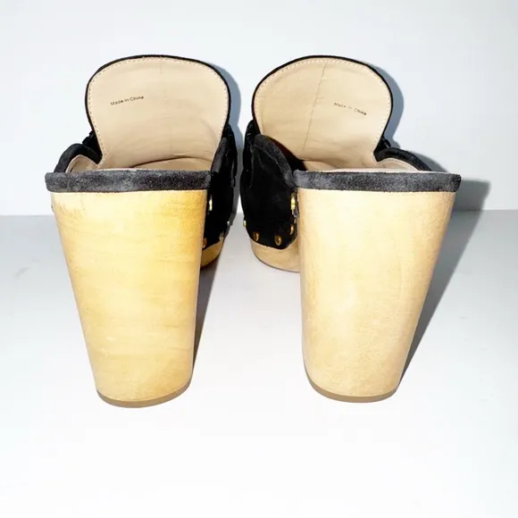 Veronica Beard Delia Black Suede Clogs Size 9.5 Loafer Style