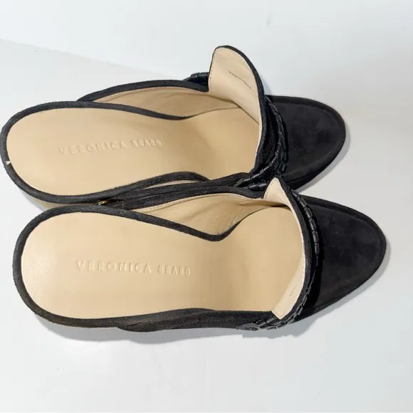 Veronica Beard Delia Black Suede Clogs Size 9.5 Loafer Style