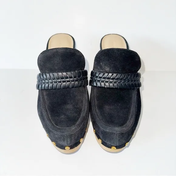Veronica Beard Delia Black Suede Clogs Size 9.5 Loafer Style