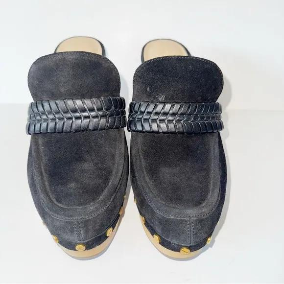 Veronica Beard Delia Black Suede Clogs Size 9.5 Loafer Style