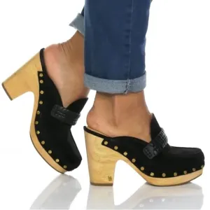 Veronica Beard Delia Black Suede Clogs Size 9.5 Loafer Style