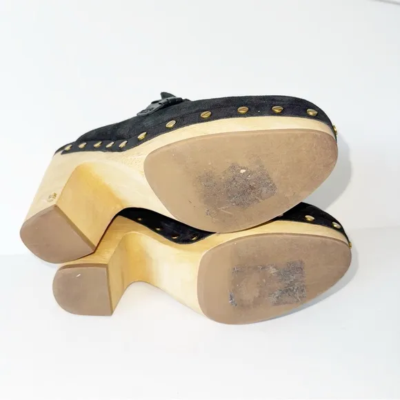 Veronica Beard Delia Black Suede Clogs Size 9.5 Loafer Style
