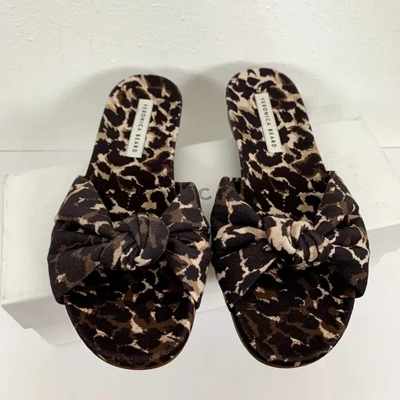 Veronica Beard Etra Knotted Leopard Print Sandals