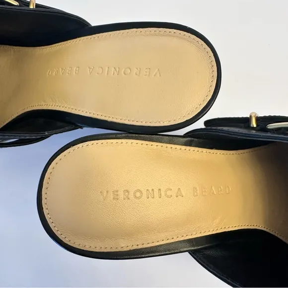 Veronica Beard Hendrix Black Leather Studded wooden clogs, size 9