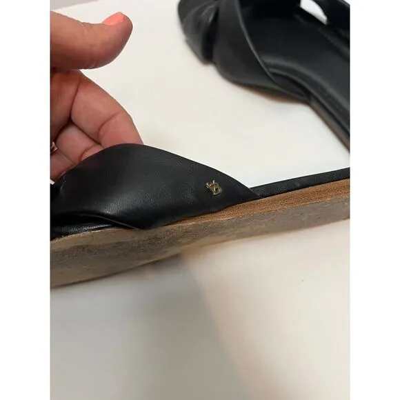 Veronica Beard Salton Knott Black Leather Slides Sz. 12