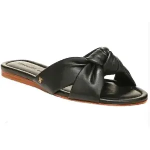 Veronica Beard Salton Knott Black Leather Slides Sz. 12