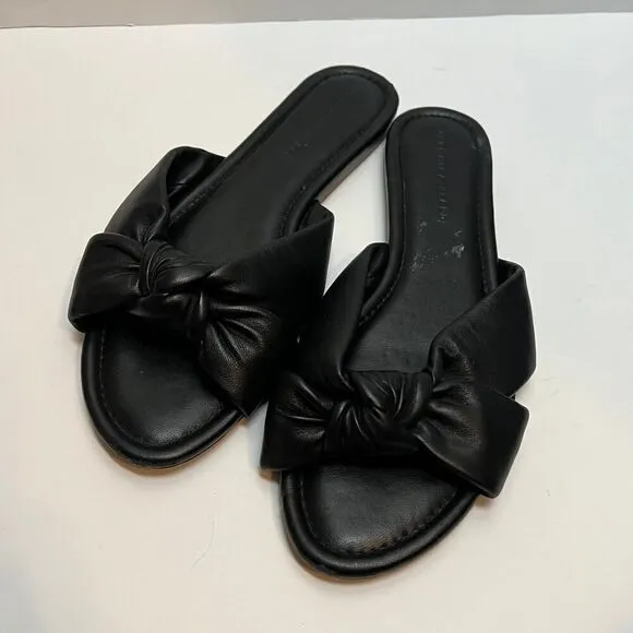 Veronica Beard Salton Knott Black Leather Slides Sz. 12