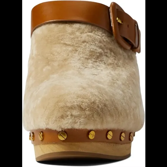 VERONICA BEARD Shearling Leather Buckle Clogs NWT Sz 7