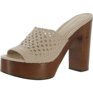 Veronica Beard Womens Guadalupe Beige Woven Peep Toe Clogs Shoes New