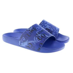 Versace Jeans Couture Electric Blue Baroque Signature Print  Pool Slide