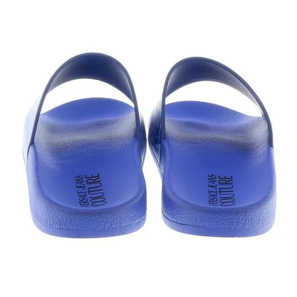 Versace Jeans Couture Electric Blue Baroque Signature Print  Pool Slide