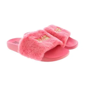 Versace Jeans Couture Rose Faux Fur Signature Slides
