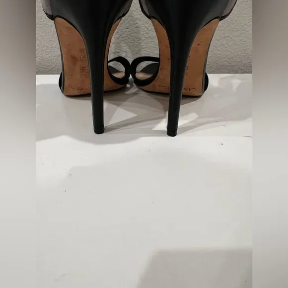 VIA SPIGA blue and gray suede color block heels