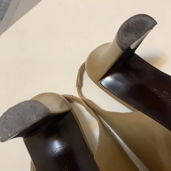 VIA SPIGA LEATHER HEELS 6.5M MADE IN ITALY SLING BACK TAN