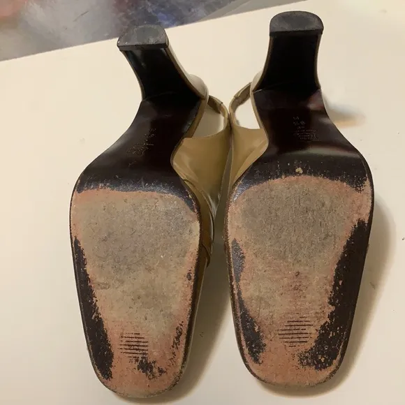 VIA SPIGA LEATHER HEELS 6.5M MADE IN ITALY SLING BACK TAN
