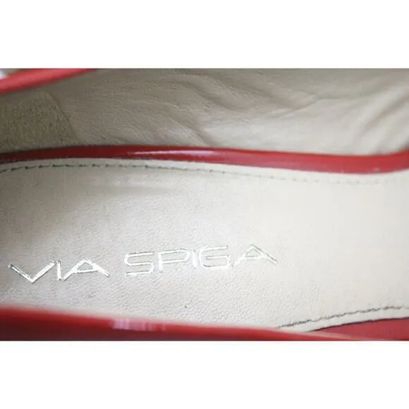 Via Spiga Red Alexis Cork Heel Open Toe Platform Pumps Size 8 M RETAIL $198