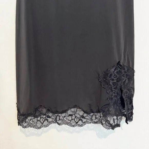 Victoria’s Secret Lace Trim Satin Slit Sexy Mini Slip Dress Lingerie VS Medium