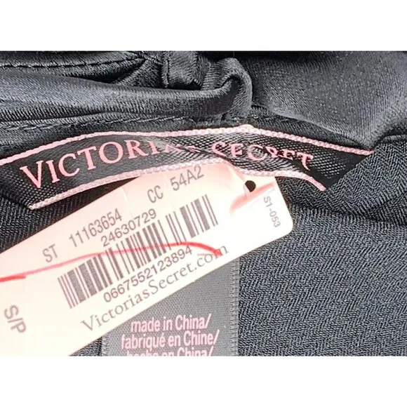 Victorias Secret Long Nightgown Black Slip Dress Sequin Bust Satin S/P NWT Lux