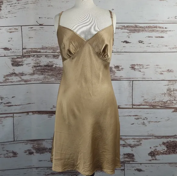 Victoria's Secret Silk Nightgown Slip Bronze Size Medium