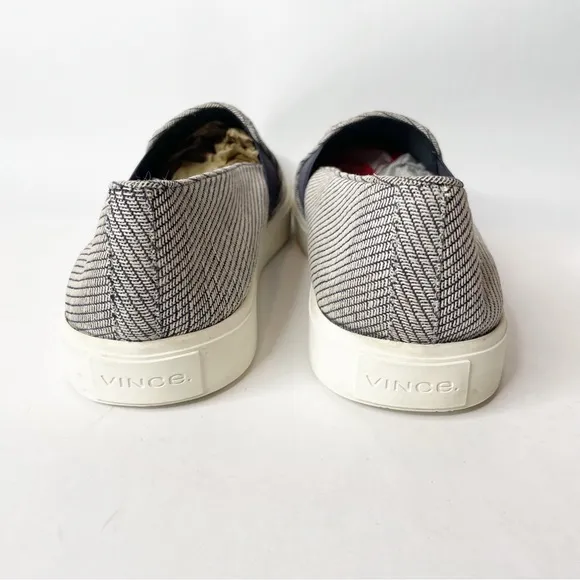Vince Blair Navy Blue and White Canvas Slip-On Sneakers Size 10