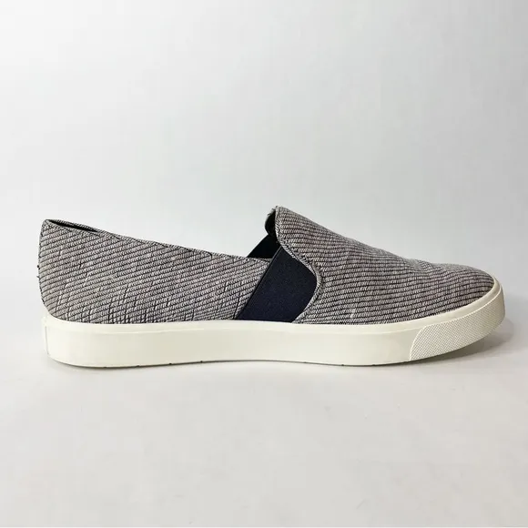 Vince Blair Navy Blue and White Canvas Slip-On Sneakers Size 10