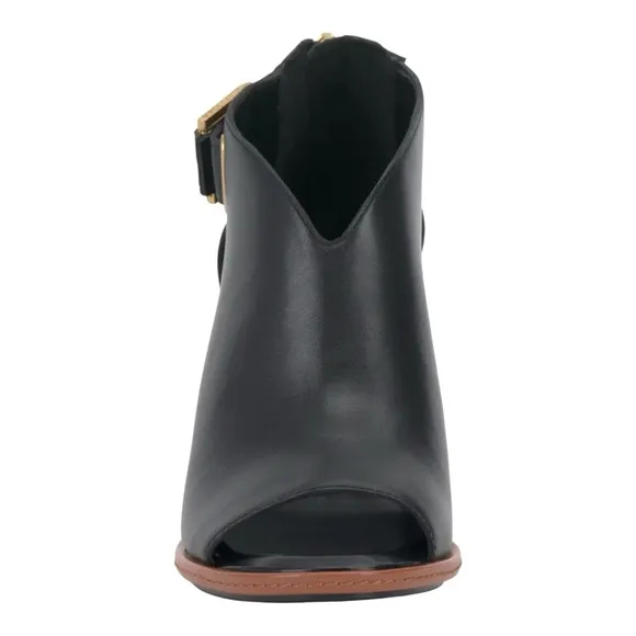 Vince Camuto Black Chunky Heel Peep-Toe Booties
