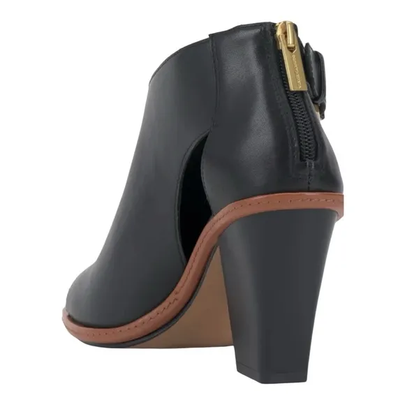 Vince Camuto Black Chunky Heel Peep-Toe Booties