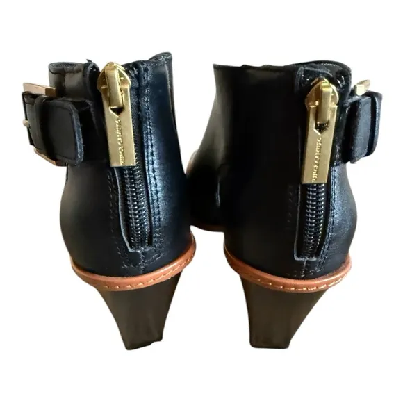 Vince Camuto Black Chunky Heel Peep-Toe Booties