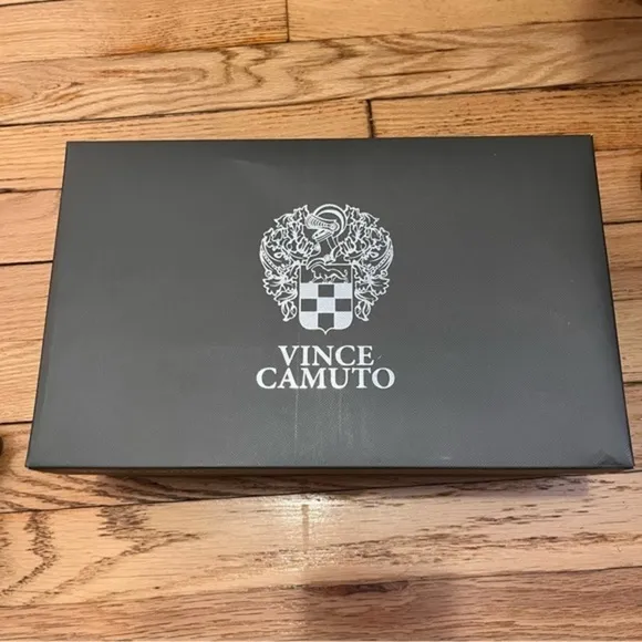 Vince Camuto Black Square Toe Leather Stiletto Heels 8.5 NIB