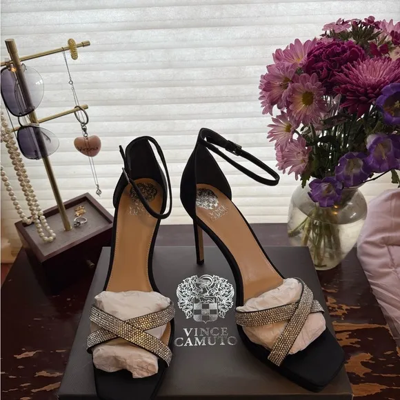 Vince Camuto Black Strappy Heels