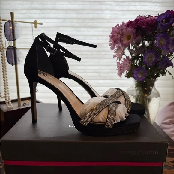 Vince Camuto Black Strappy Heels