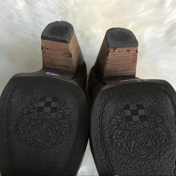 Vince Camuto Chestnut Brown Suede Block Heel Booties, Sz 8.5