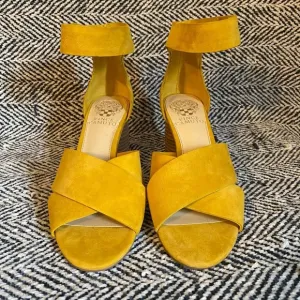 Vince Camuto JESSERA WOMENS LEATHER STACKED HEEL OPEN-TOE HEELS