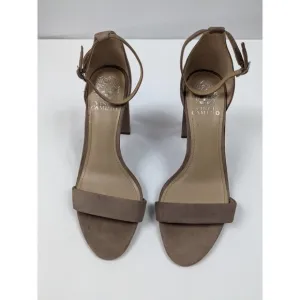 Vince Camuto Malissa Heels Tan Taupe 8 Leather Ankle Strap Block Heel
