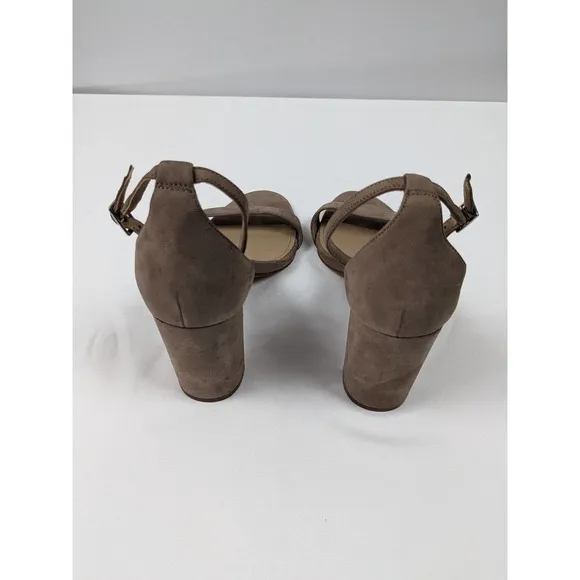 Vince Camuto Malissa Heels Tan Taupe 8 Leather Ankle Strap Block Heel