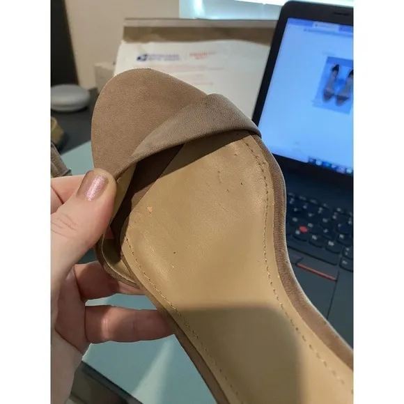 Vince Camuto Malissa Heels Tan Taupe 8 Leather Ankle Strap Block Heel