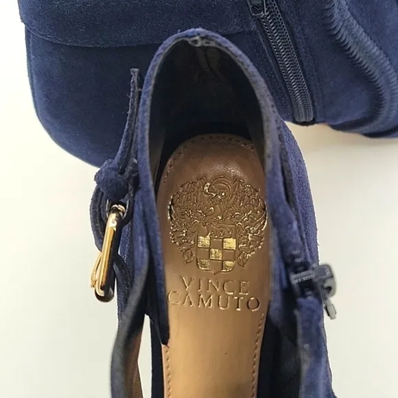 VINCE CAMUTO NEW Peep Toe Booties Indigo Suede sz 8.5