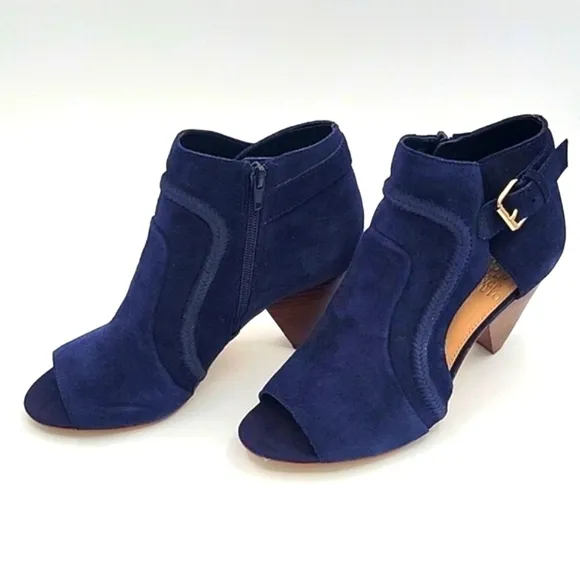 VINCE CAMUTO NEW Peep Toe Booties Indigo Suede sz 8.5