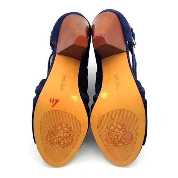 VINCE CAMUTO NEW Peep Toe Booties Indigo Suede sz 8.5