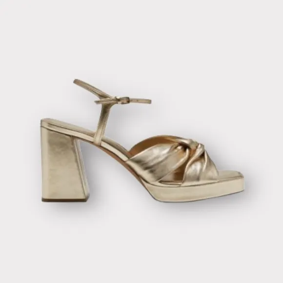 Vince Camuto Pepenna Leather Block Gold Heels