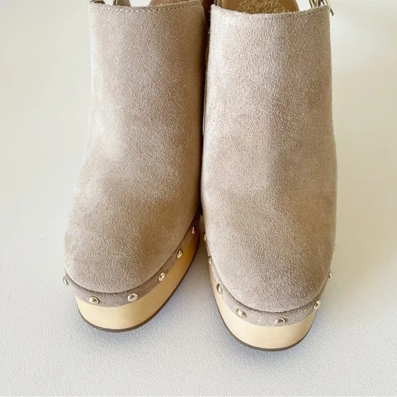 Vince Camuto Shoes Ithernda Clogs Mule Platform Suede Slingback Boho Tan 7.5M