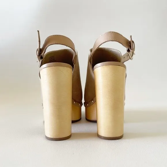 Vince Camuto Shoes Ithernda Clogs Mule Platform Suede Slingback Boho Tan 7.5M