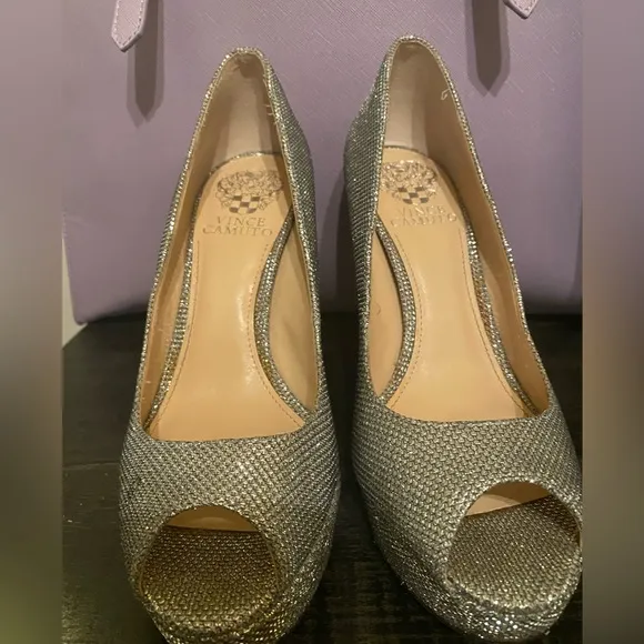 Vince Camuto Sparkle Open Toe Heels Size 7M / Used